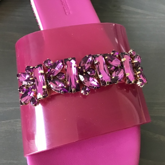 KARL LAGERFELD PARIS Women's Bijou Embellished Slide Sandals, size 9.5 - Picture 7 of 10